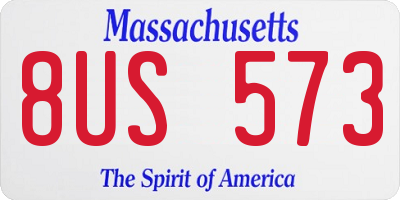MA license plate 8US573
