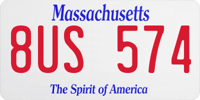 MA license plate 8US574