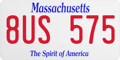 MA license plate 8US575