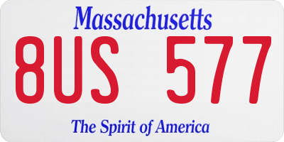 MA license plate 8US577