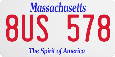 MA license plate 8US578