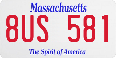 MA license plate 8US581