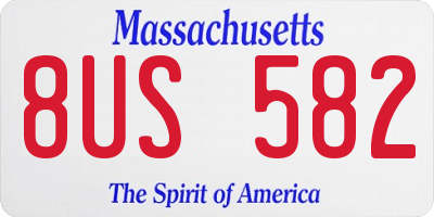 MA license plate 8US582