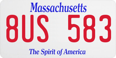 MA license plate 8US583