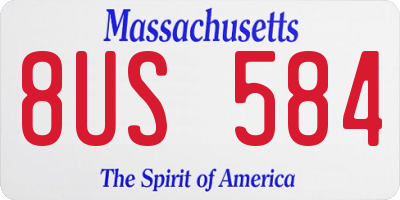 MA license plate 8US584