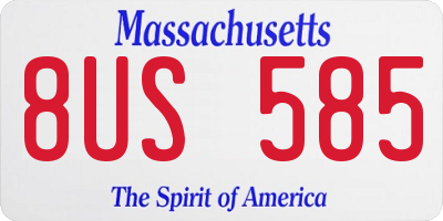 MA license plate 8US585