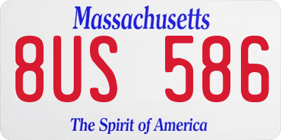 MA license plate 8US586