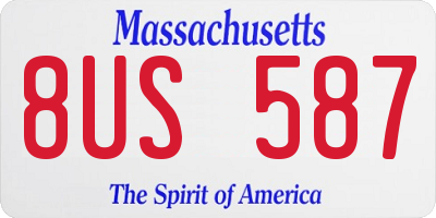 MA license plate 8US587