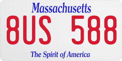 MA license plate 8US588