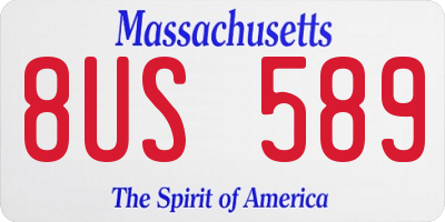 MA license plate 8US589