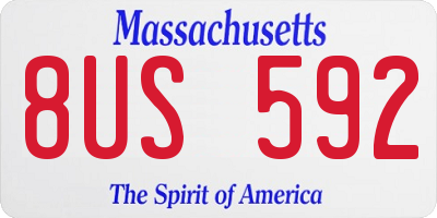 MA license plate 8US592