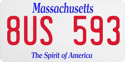 MA license plate 8US593