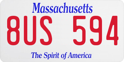MA license plate 8US594