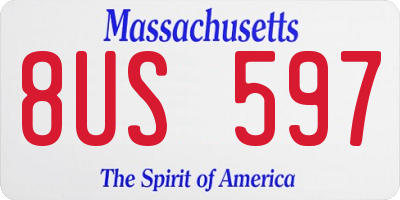 MA license plate 8US597