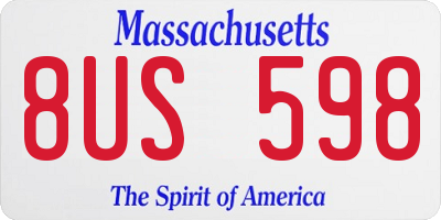 MA license plate 8US598