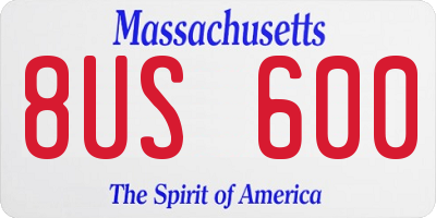 MA license plate 8US600