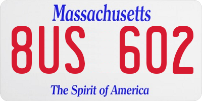 MA license plate 8US602
