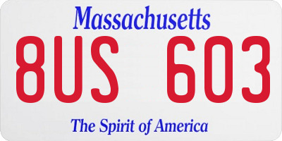 MA license plate 8US603