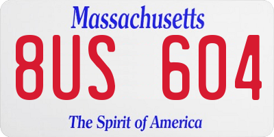 MA license plate 8US604