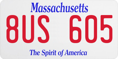 MA license plate 8US605