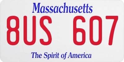 MA license plate 8US607