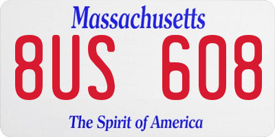 MA license plate 8US608