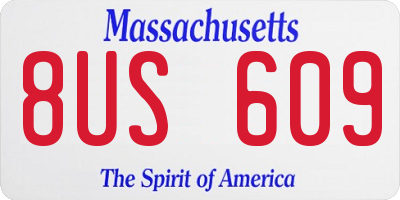 MA license plate 8US609