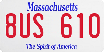 MA license plate 8US610