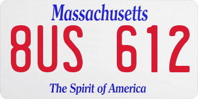 MA license plate 8US612