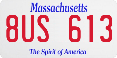 MA license plate 8US613