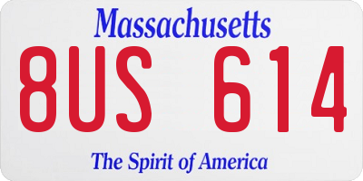 MA license plate 8US614