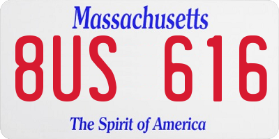 MA license plate 8US616