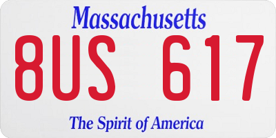 MA license plate 8US617