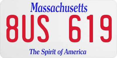 MA license plate 8US619
