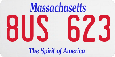 MA license plate 8US623