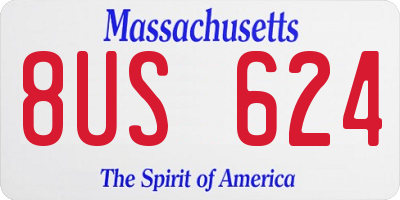 MA license plate 8US624