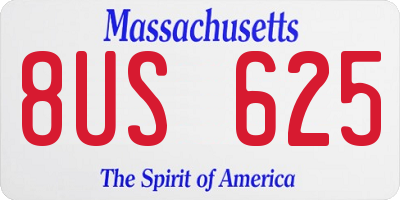 MA license plate 8US625