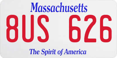 MA license plate 8US626