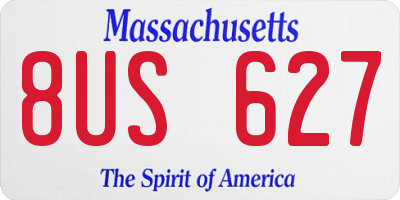 MA license plate 8US627