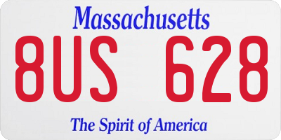 MA license plate 8US628
