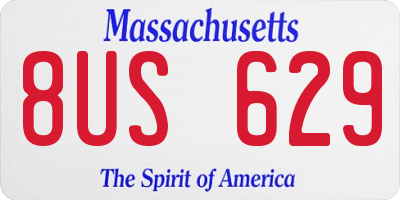 MA license plate 8US629