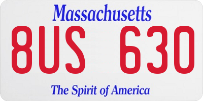 MA license plate 8US630