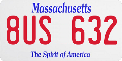 MA license plate 8US632