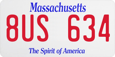 MA license plate 8US634