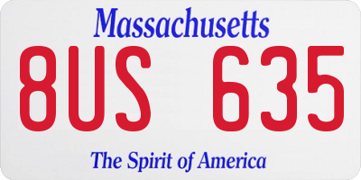 MA license plate 8US635