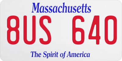 MA license plate 8US640