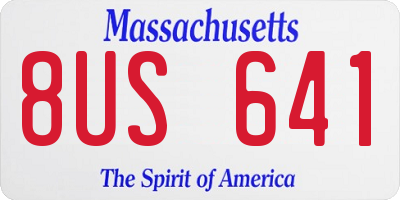 MA license plate 8US641