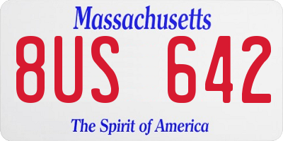 MA license plate 8US642