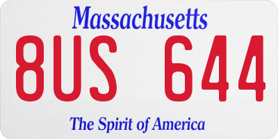 MA license plate 8US644