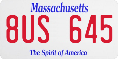 MA license plate 8US645